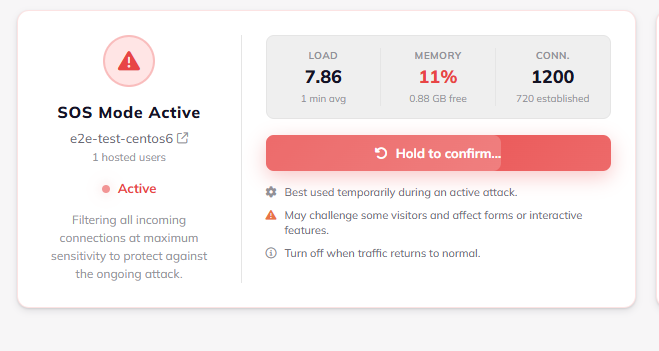 SOS/SOS Mode for DDoS/DoS attacks